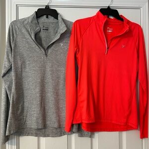 Gray and Coral Quarter-Zip Pullovers from Old Navy